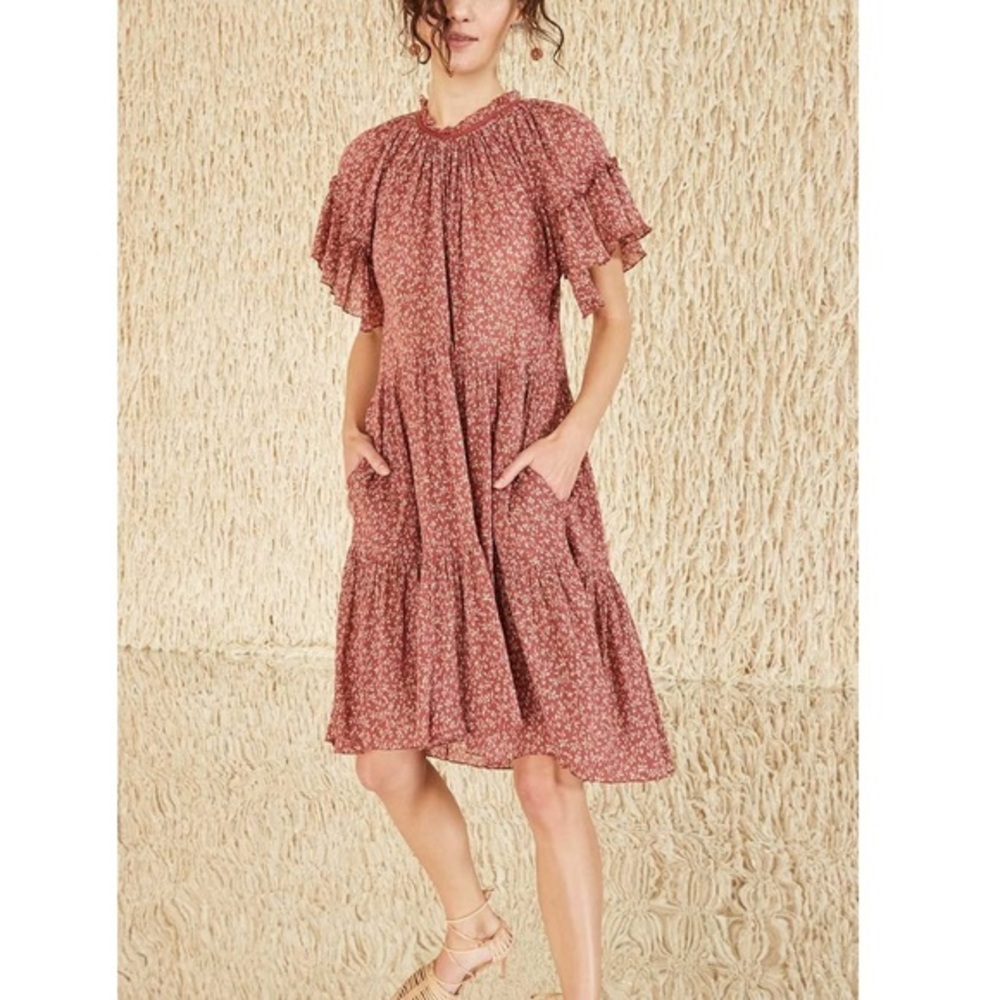 ULLA JOHNSON Doris Dress Clay Flowy Dress Bohemian Size 4